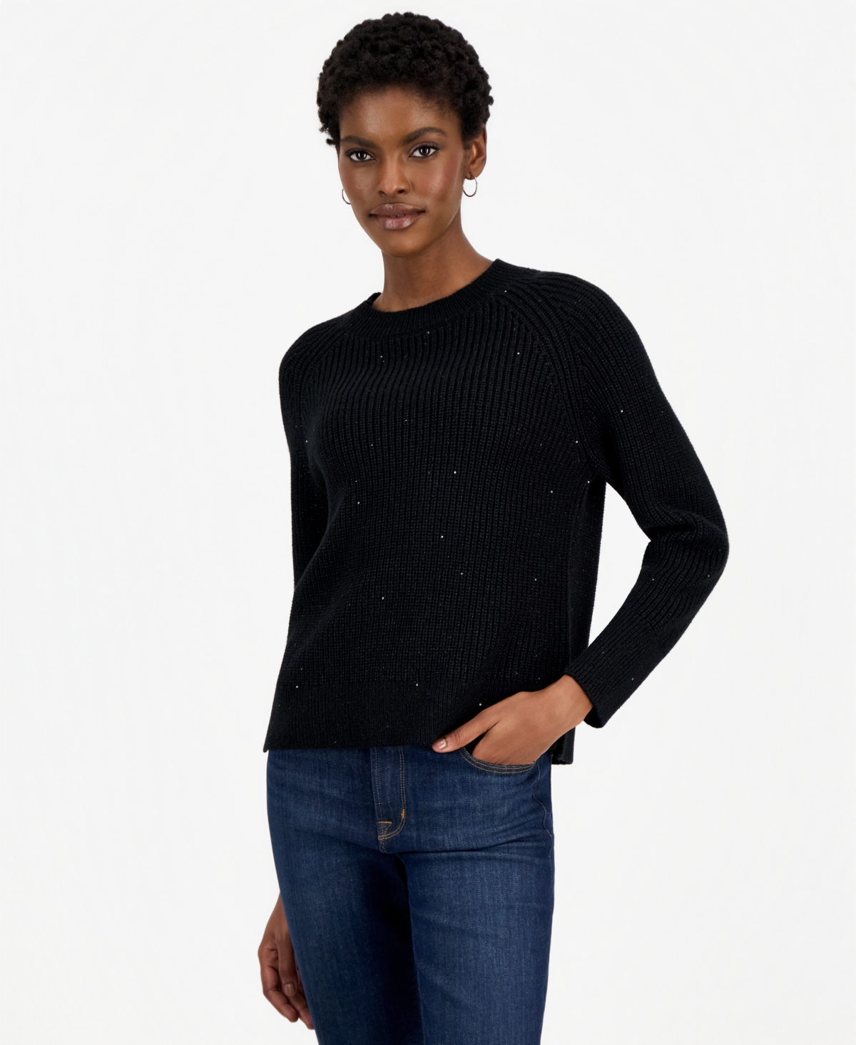 Kobi Halperin Women's Kimberly Ribbed-Knit Crewneck Sweater - Black