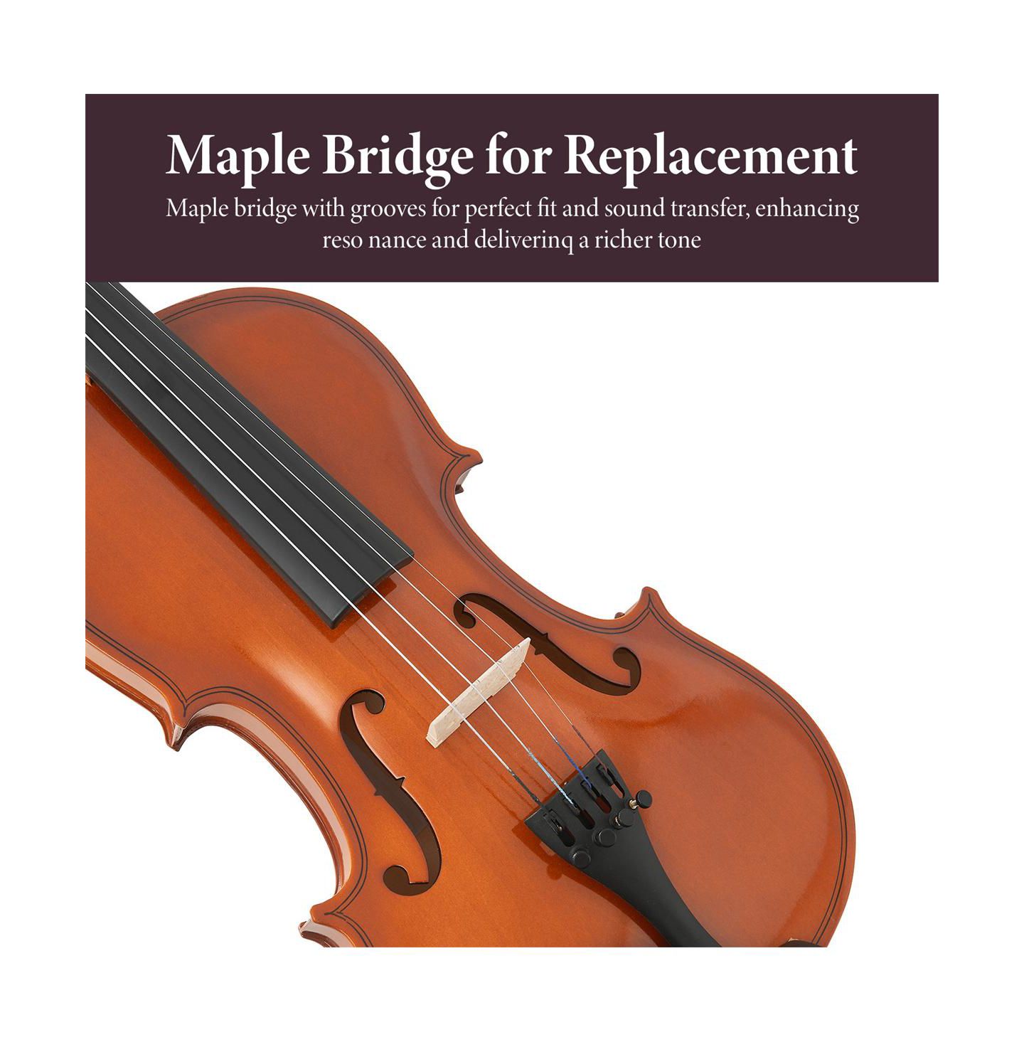 Детские игрушки YOBTOP 4/4 Full Size Handcrafted Ready-to-Play 2-Piece Violin and Bow Set, Ages 11+ — фото 7