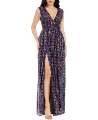 Women's Jaclyn Sleeveless Deep V-Neck Sequin Gown