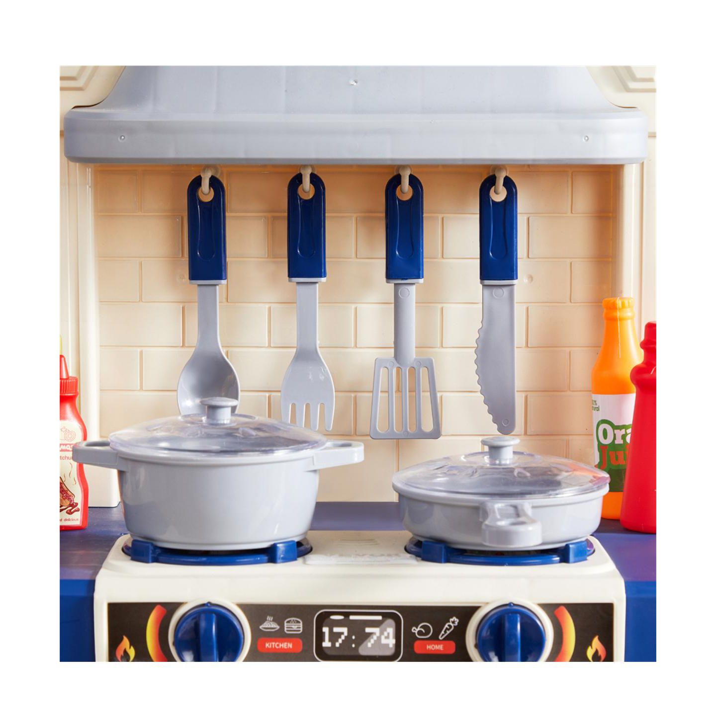 Детский игровой набор YOBTOP 3-in-1 Kids Kitchen Playset with 74 Accessories, Ages 3+, цвет: Синий — фото 7