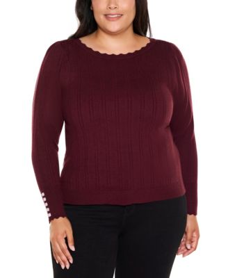 Women's Scalloped-Trim Boat Neck Sweater