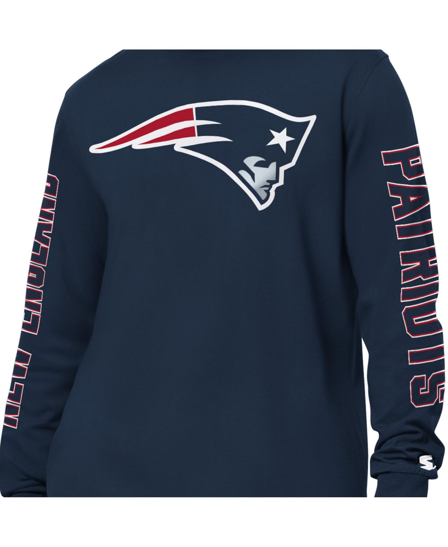 Мужская футболка Starter Navy New England Patriots Clutch Hit II Long-Sleeve — фото 2
