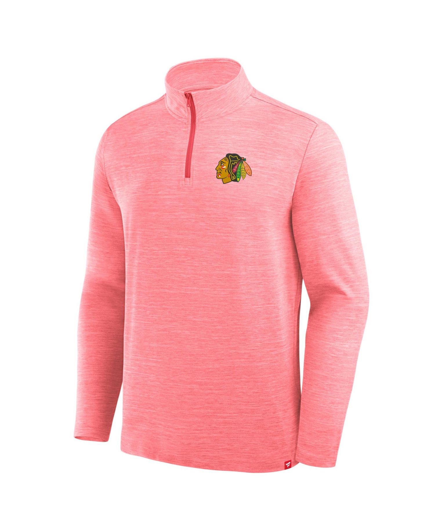Men's Heather Red Chicago Blackhawks Clutch Boarding Poly Quarter-Zip Pullover Sweatshirt