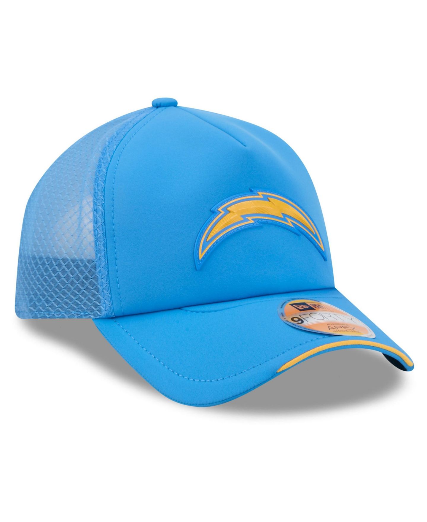 Мужская кепка New Era Powder Blue Los Angeles Chargers 2026 Sideline Apex 9FORTY Adjustable Trucker Hat — фото 4