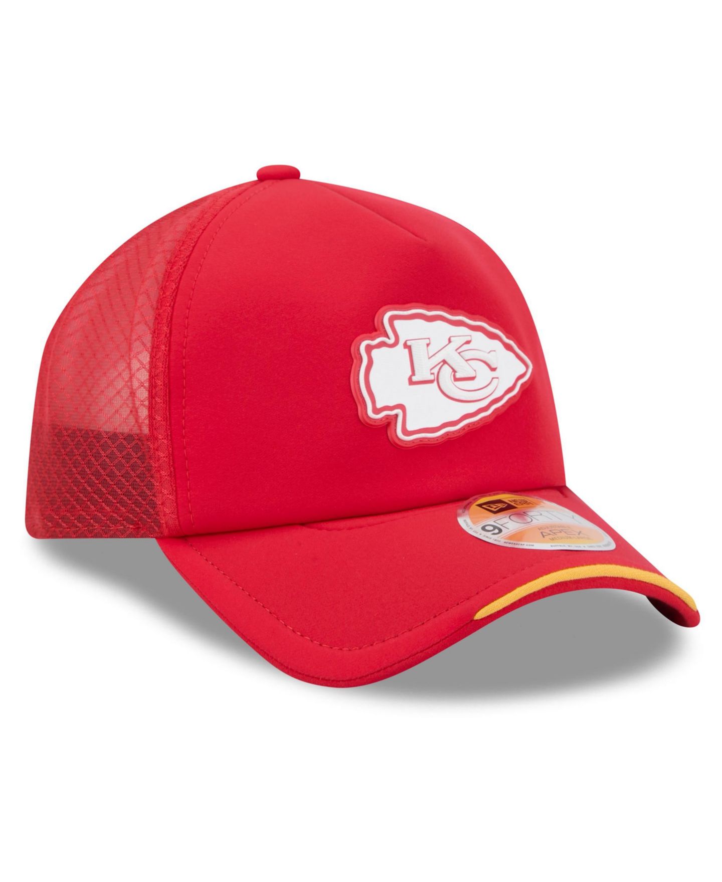 Мужская кепка New Era Red Kansas City Chiefs 2026 Sideline Apex 9FORTY Adjustable Trucker Hat — фото 4