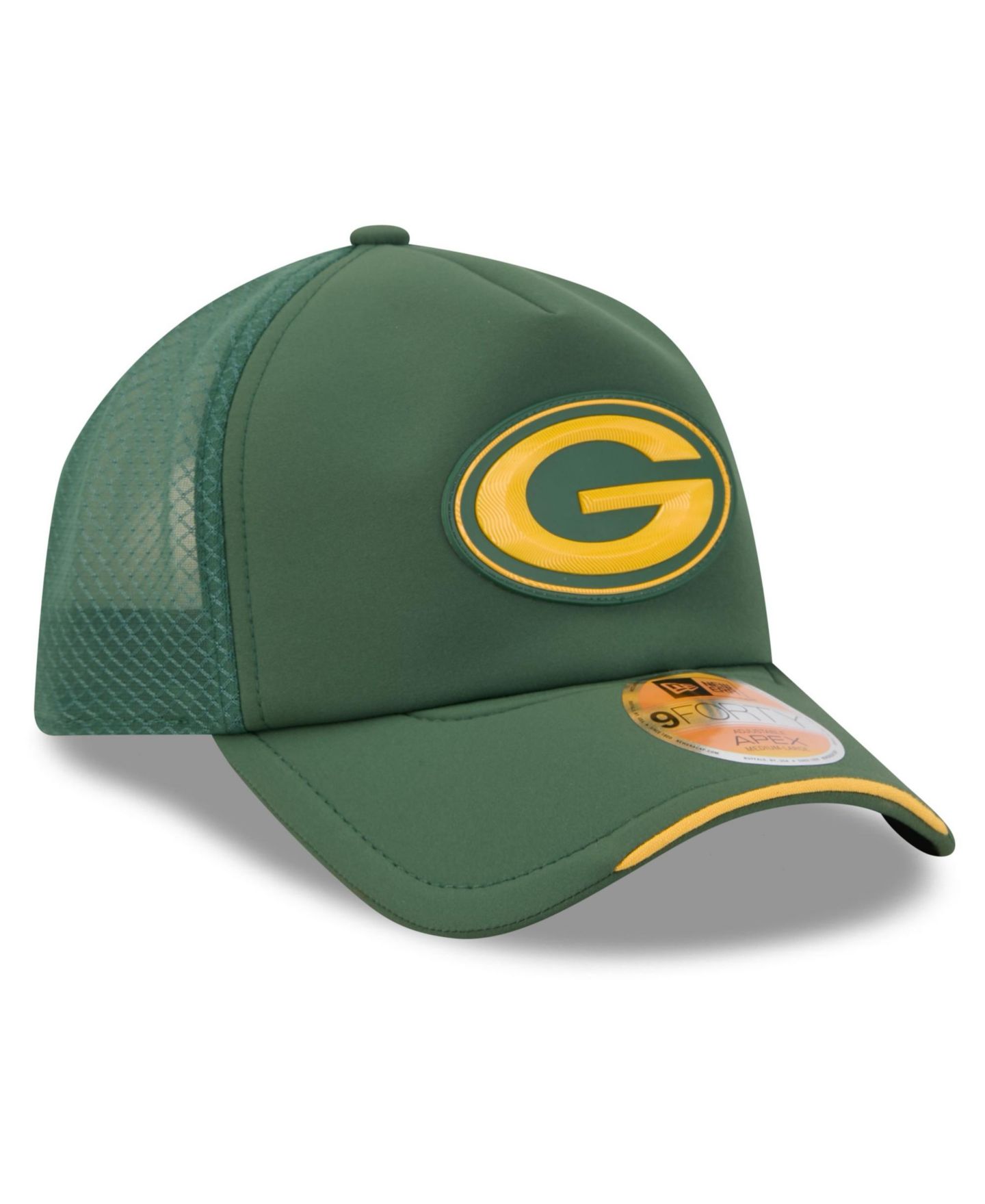 Мужская кепка New Era Green Bay Packers 2026 Sideline Apex 9FORTY Adjustable Trucker Hat — фото 4