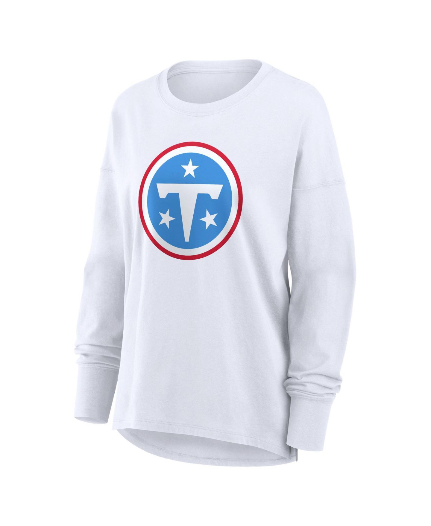Женская футболка Fanatics White Tennessee Titans Relaxed Hip Essential Long Sleeve — фото 3