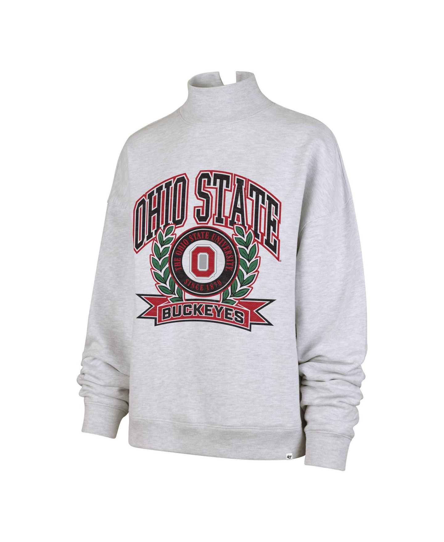 Женский свитшот '47 Brand Gray Ohio State Buckeyes Laurel Arch Mock Neck — фото 3
