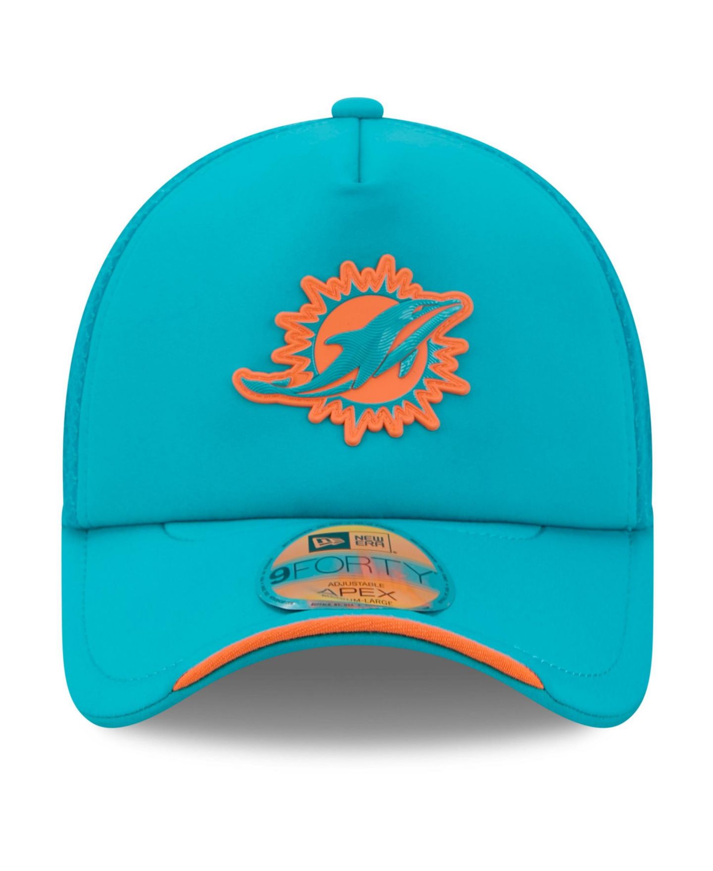 Мужская кепка New Era Aqua Miami Dolphins 2026 Sideline Apex 9FORTY Adjustable Trucker Hat — фото 5