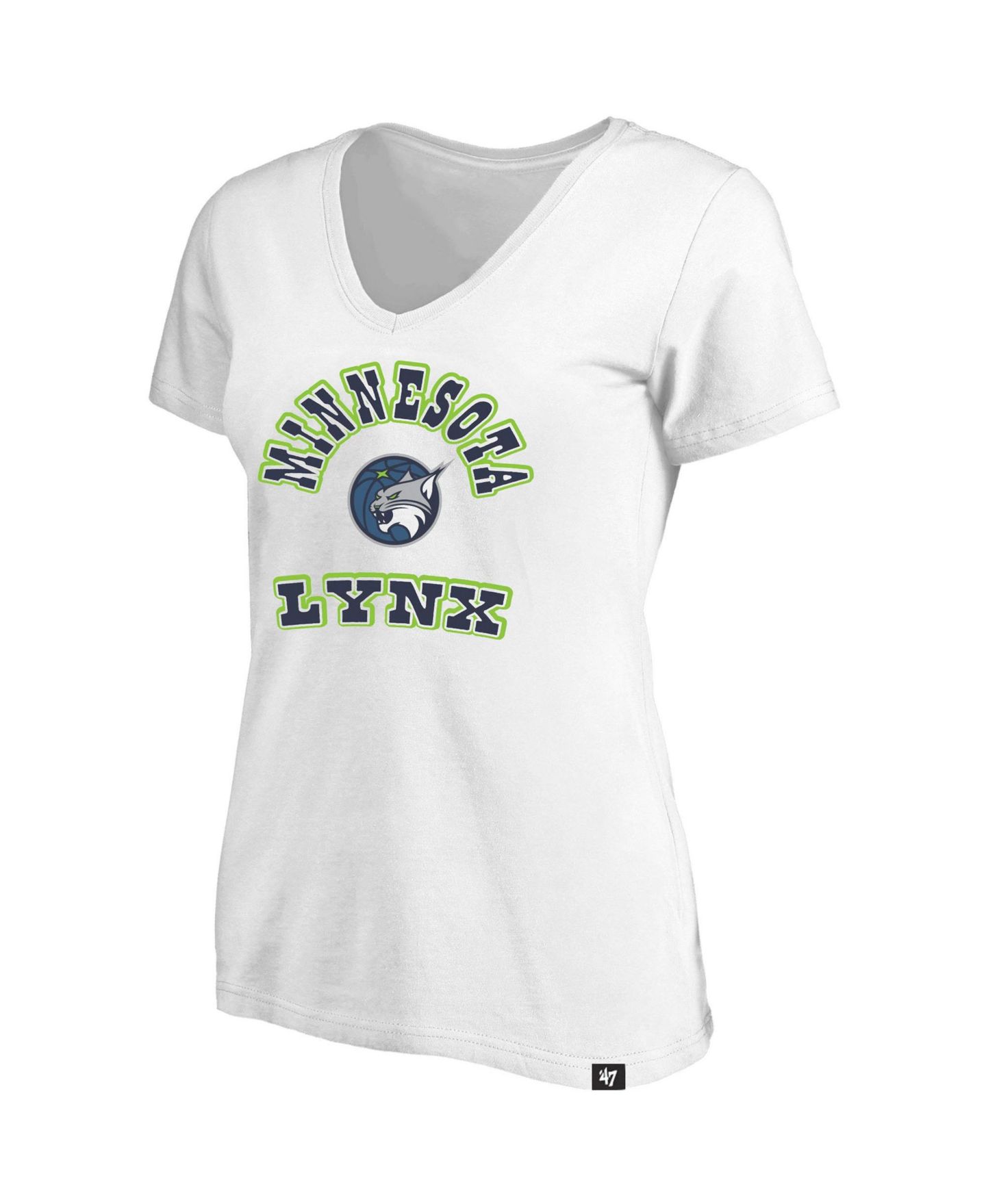 Женская футболка '47 Brand White Minnesota Lynx Logo Lockup V-Neck Plus Size — фото 3
