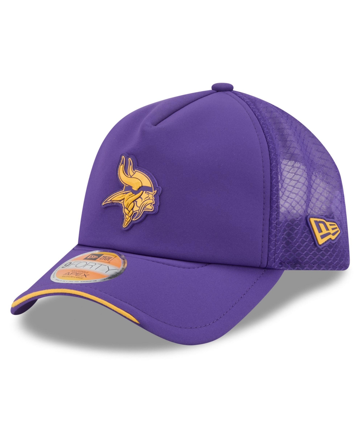 New Era Men's Purple Minnesota Vikings 2026 Sideline Apex 9FORTY Adjustable Trucker Hat - Purple