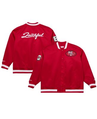 Men's Scarlet San Francisco 49ers 80th Anniversary Heavyweight Satin Full-Snap Jacket