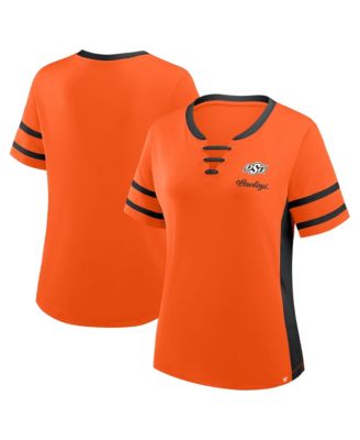 Women's Orange/Black Oklahoma State Cowboys Be Fearless Athena Lace-Up T-Shirt