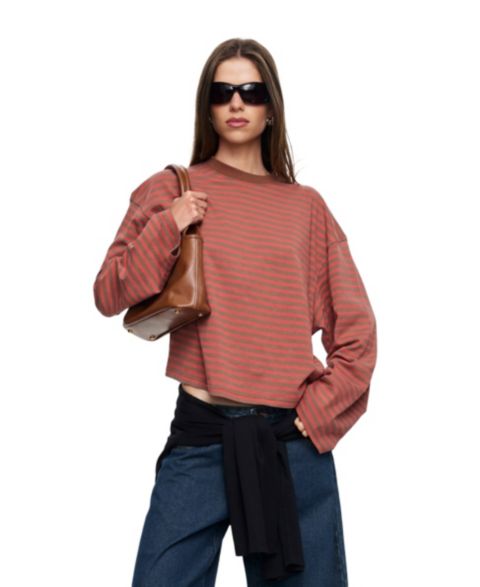 Женский топ Lioness Bloom Round-Neck Long-Sleeve Top, цвет: Какао полосатый