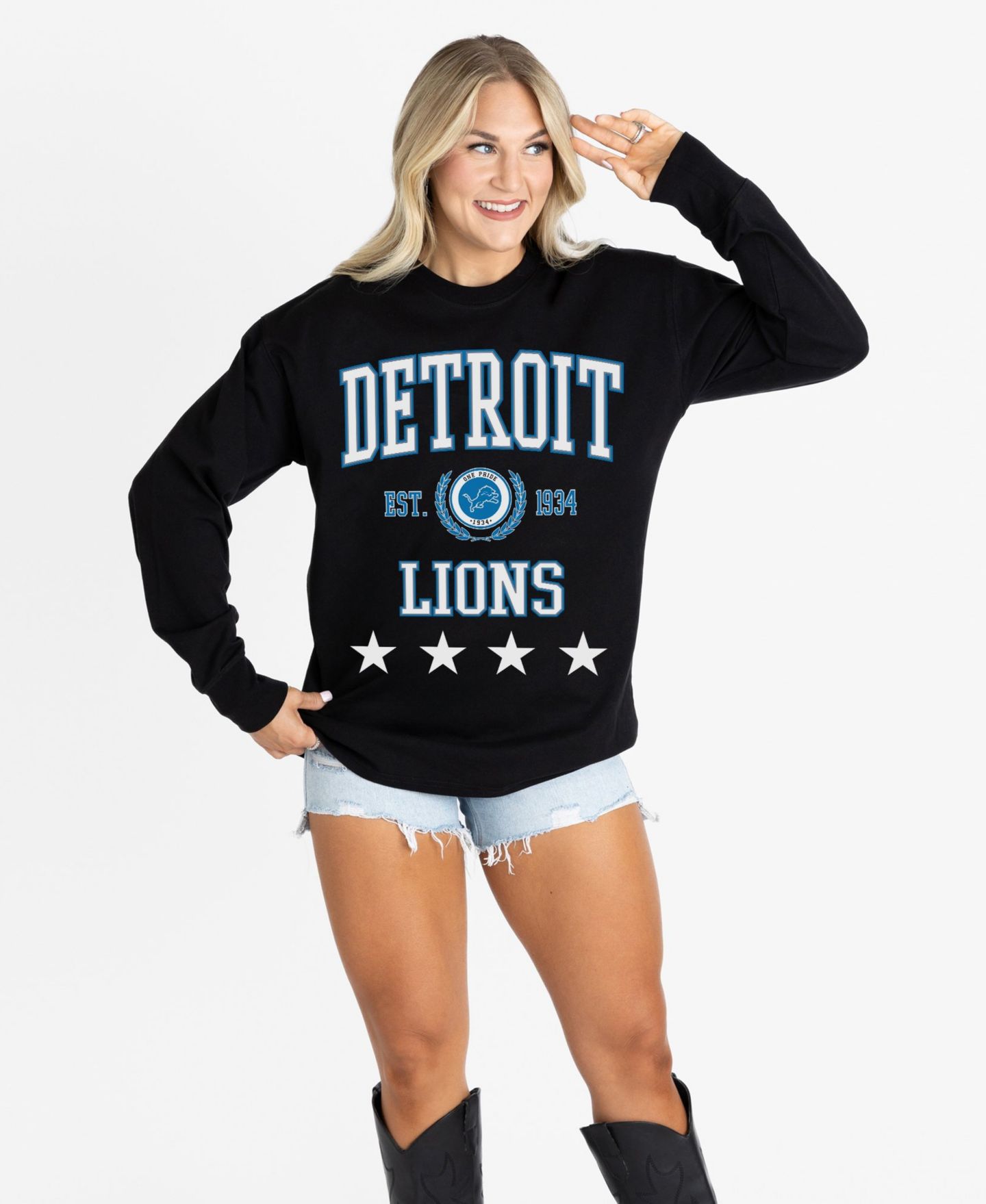 Женская футболка Gameday Couture Black Detroit Lions Oversized Everyday Star Long Sleeve — фото 3