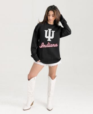 Women's Black Indiana Hoosiers Oversized Honor Roll Long Sleeve T-Shirt