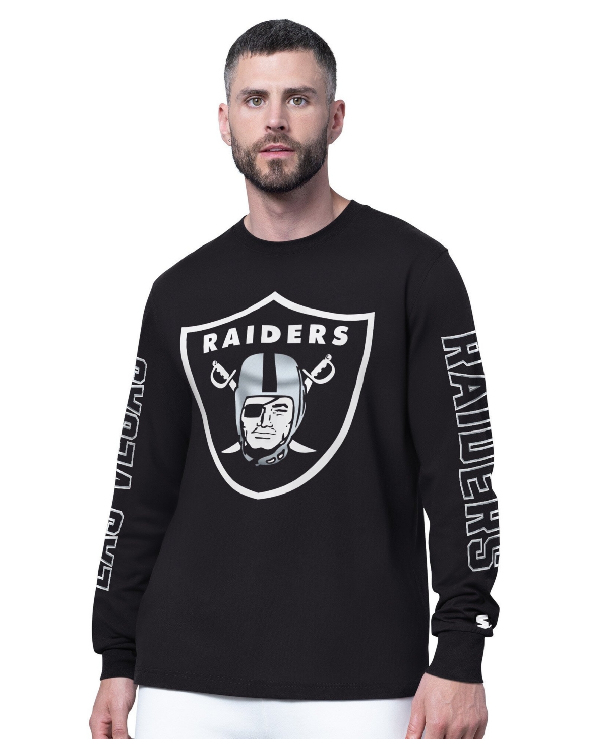 Starter Men's Black Las Vegas Raiders Clutch Hit Ii Long-Sleeve T-Shirt - Black
