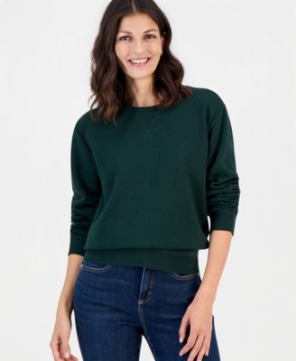 Petite Crewneck Long-Sleeve Fleece Sweatshirt
