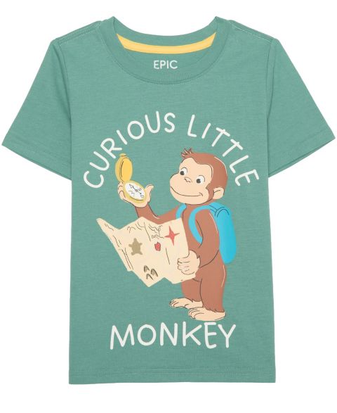 Футболка Epic Threads Curious Little Monkey Graphic T-Shirt для мальчиков-малышей, цвет: Зелёный