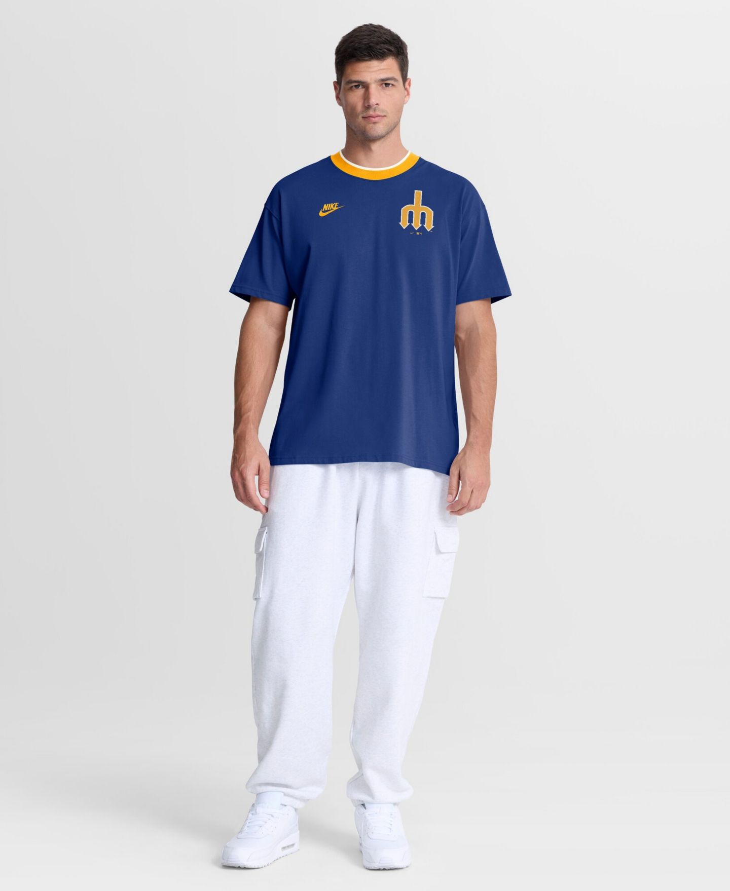 Мужская футболка Nike Royal Seattle Mariners Cooperstown Collection Ringer — фото 2