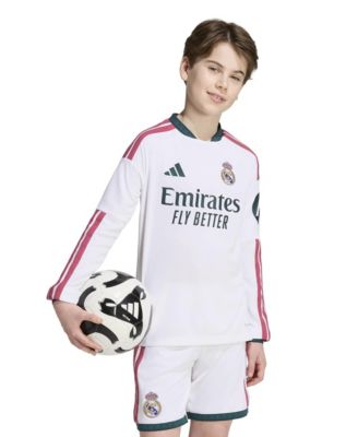 Big Boys and Girls White Real Madrid 2026/27 Home Replica Long Sleeve Jersey