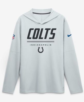 Men's Platinum Indianapolis Colts Sideline Game On Lightweight Long Sleeve Hooded Dri-FIT Top