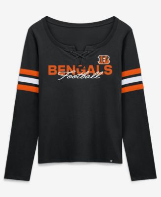 Women's Black Cincinnati Bengals Team First Coverage Scheme Lace-UpLong sleeves T-Shirt