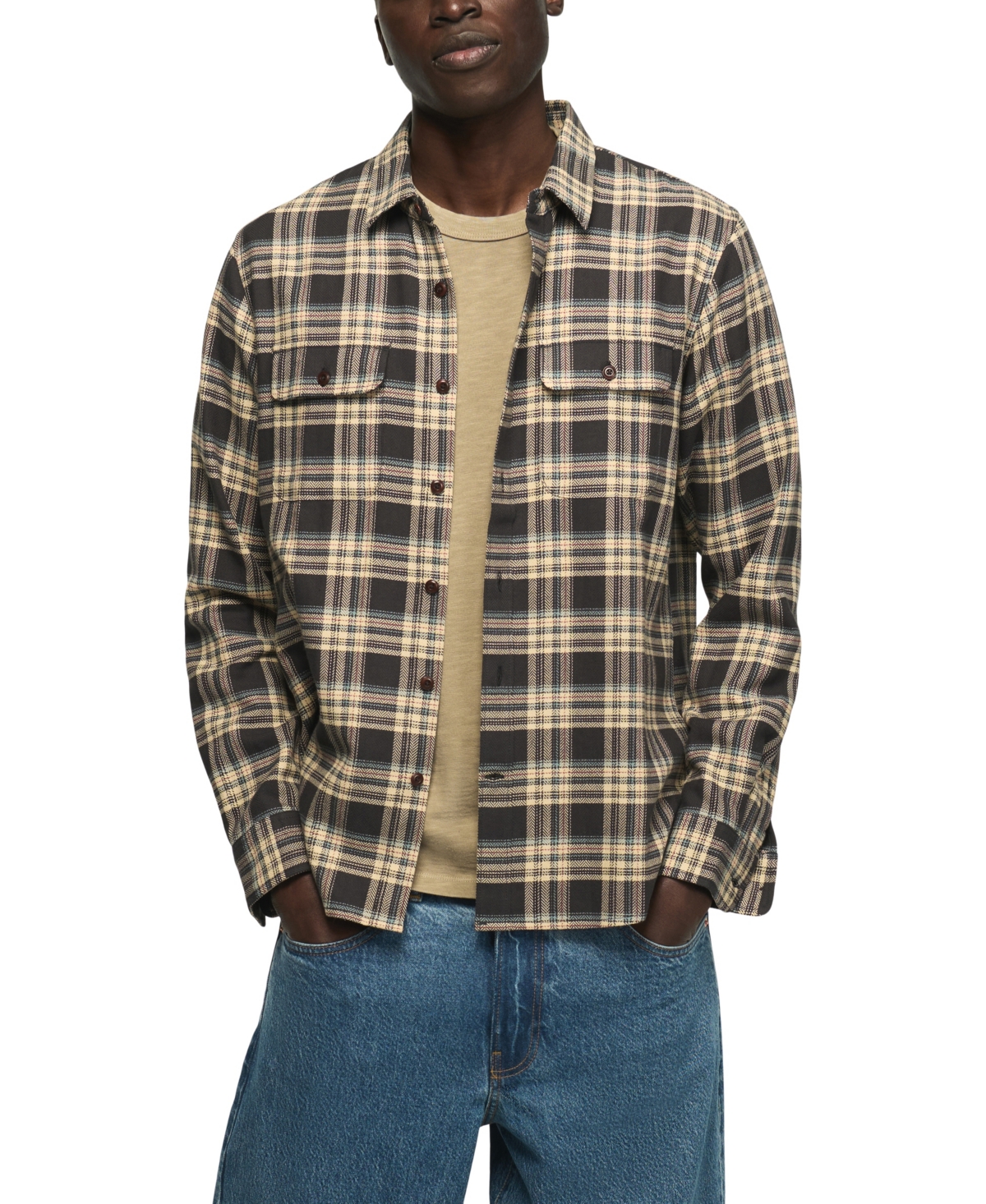 Lucky Brand Men's Humboldt Herringbone Plaid Shirt
