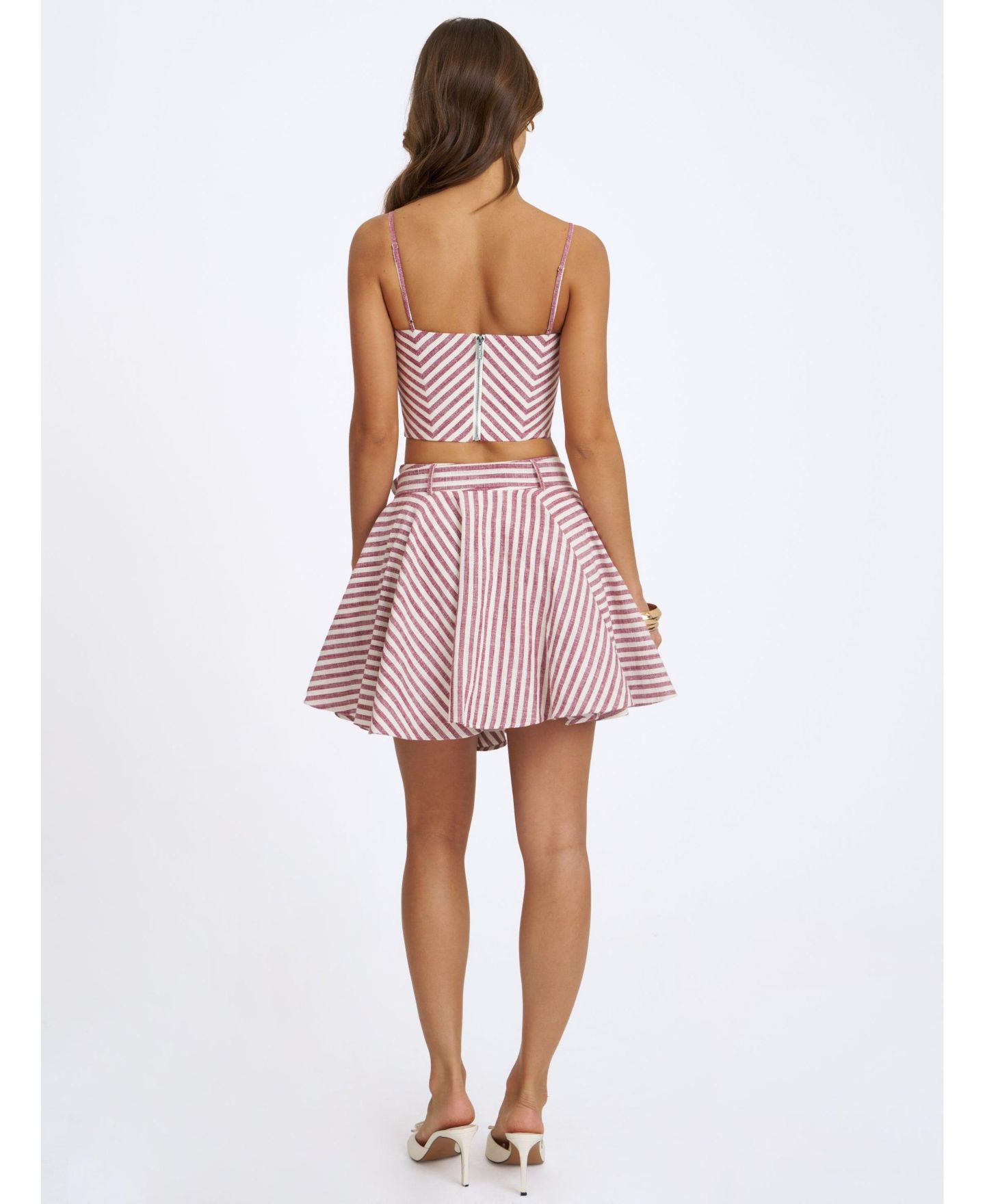 Женская юбка Miss Circle Xolani Striped Mini A-Line, цвет: Красный полосатый — фото 6