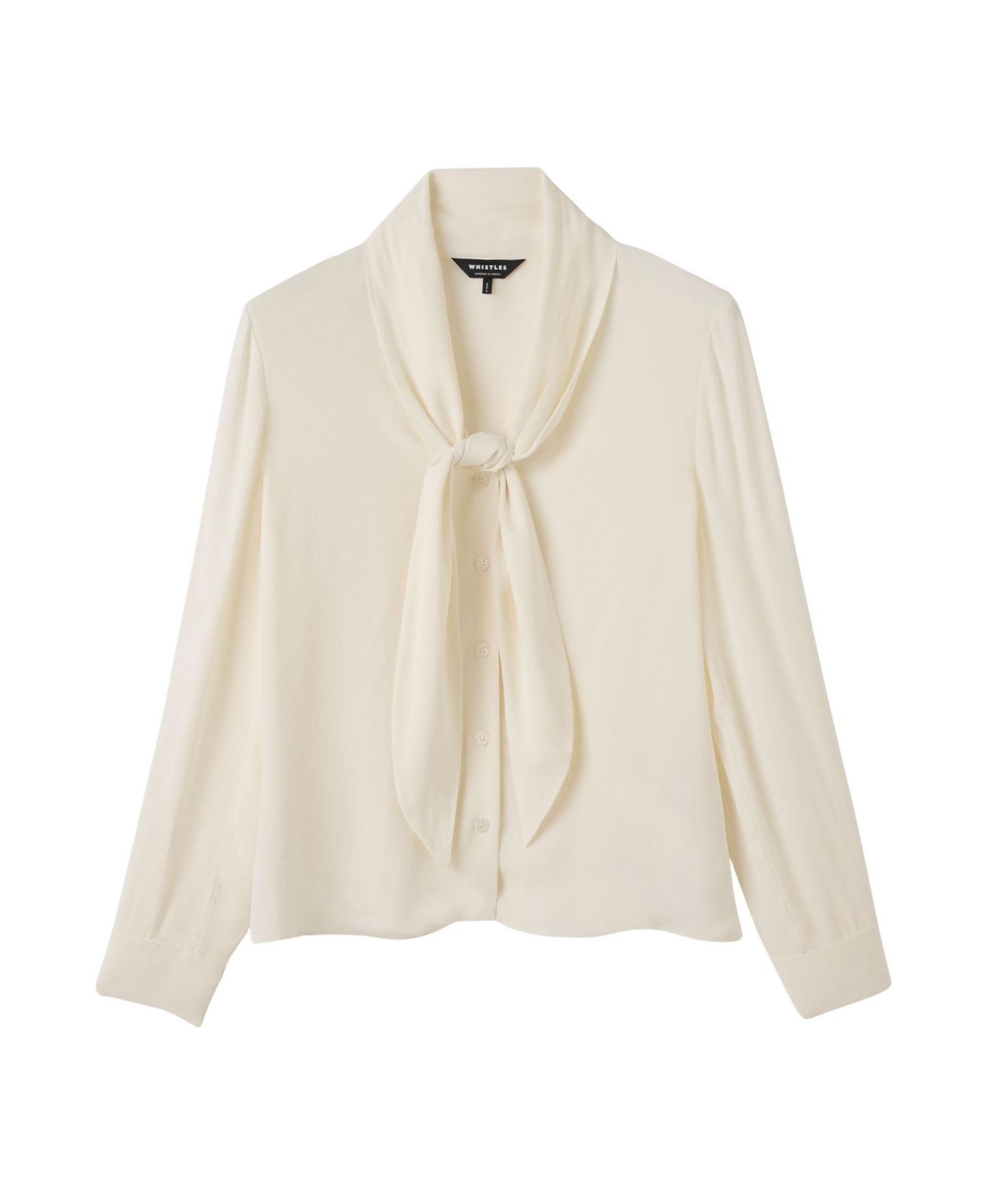 Женская блузка Whistles Long-Sleeve Tie-Neck Crepe, цвет: Слоновая кость — фото 3