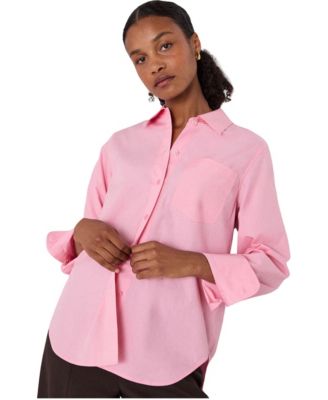 Women's Cotton Poplin Bib Detail Long-Sleeve Shirt