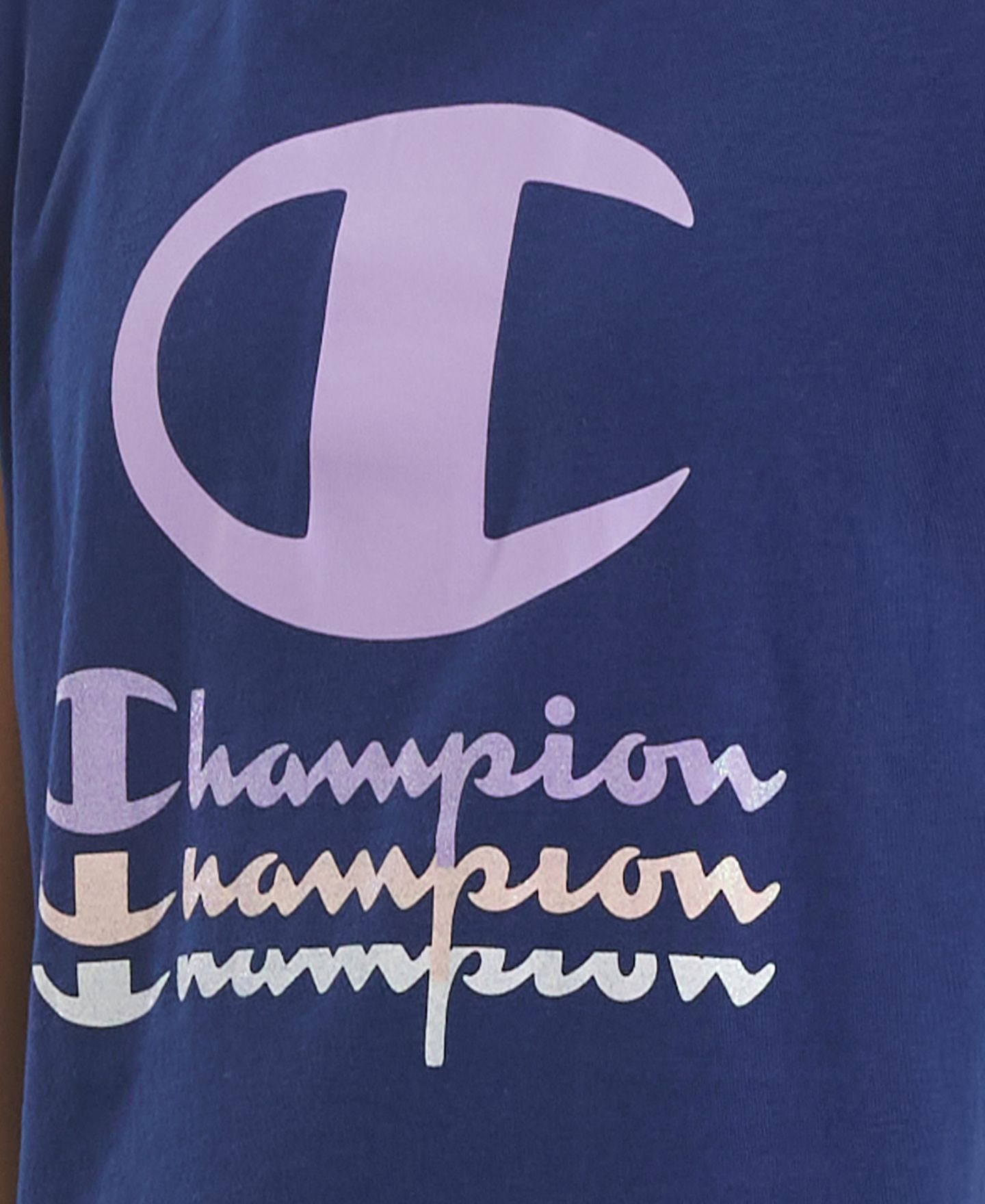 Футболка Champion Graphic Short-Sleeve T-Shirt для девочек, цвет: Тёмно-синий пионовый — фото 3