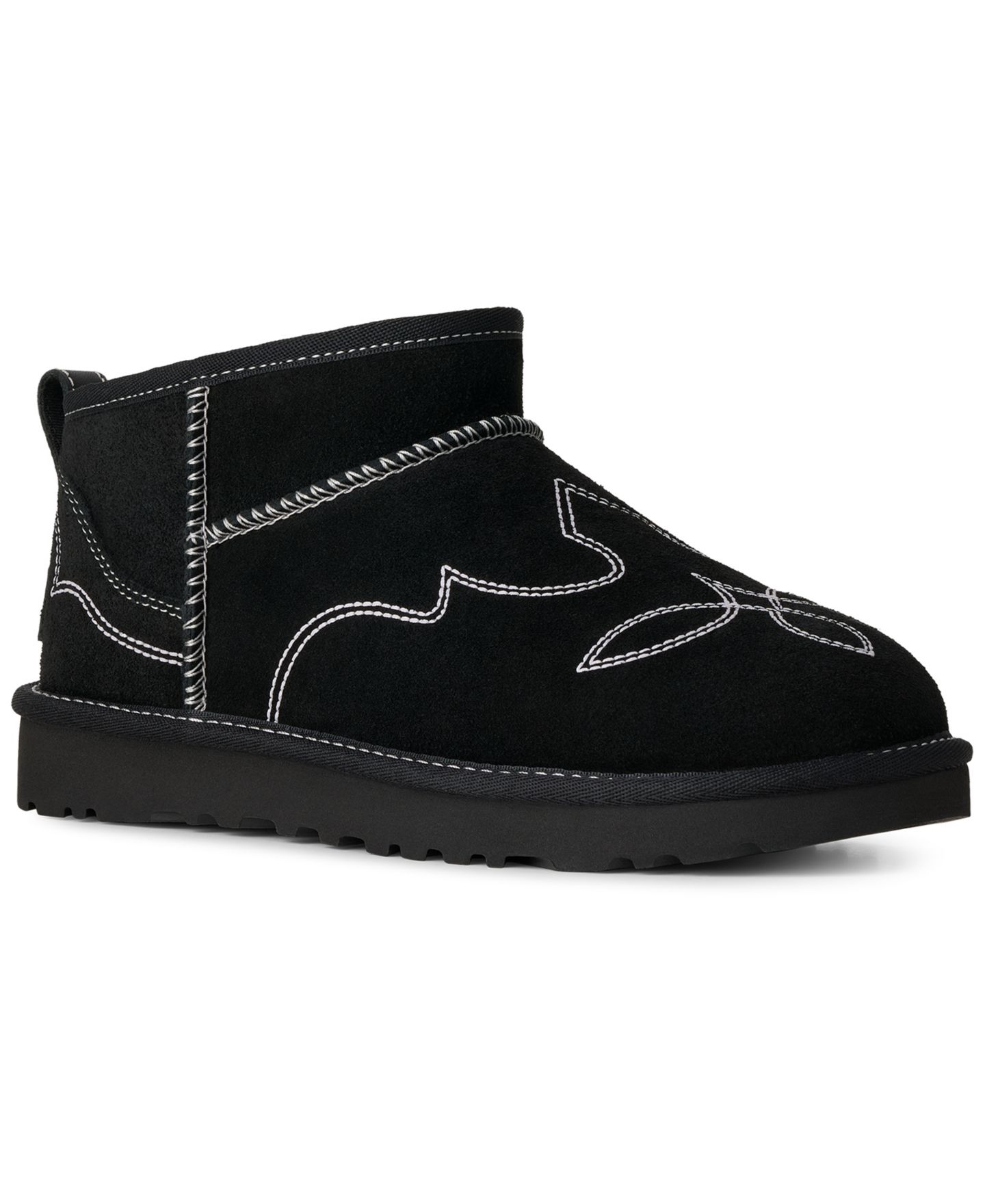Женские ботинки UGG® Classic Ultra Mini Western Slip-On Booties, цвет: Чёрный — фото 1