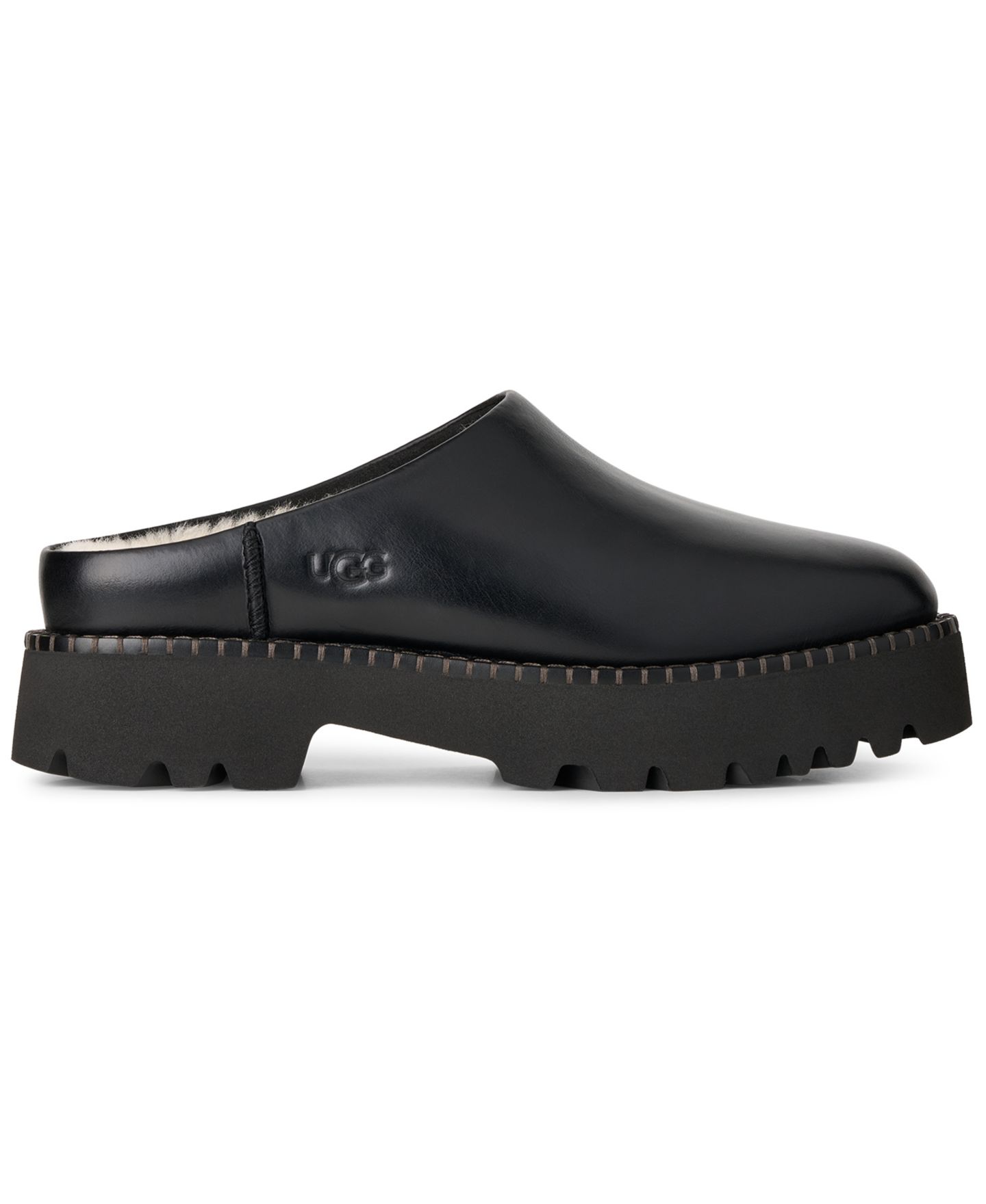Женские сабо UGG® Uptowner Slip-On Mule, цвет: Чёрный кожаный — фото 2