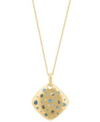 Zircon (1/5 ct. t.w.) & Swiss Blue Topaz (1-5/8 ct. t.w.) Pendant Necklace in 14k Yellow Gold Over Sterling Silver