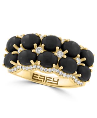 Onyx & Diamond (1/4 ct. t.w.) Ring in 14k Yellow Gold