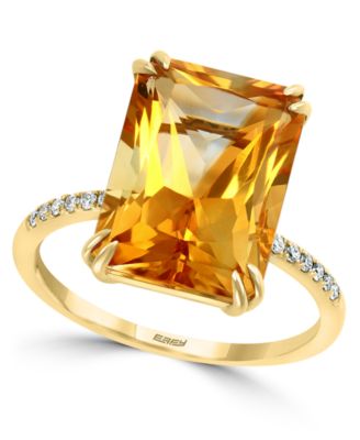 Amethyst (7-1/6 ct. t.w.) & Diamond (1/20 ct. t.w.) Ring in 14k Rose Gold (Also in Blue Topaz, Onyx, Green Amethyst, Citrine)