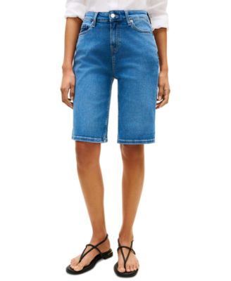 Women's High-Waisted Bermuda Denim Shorts, 9" Inseam