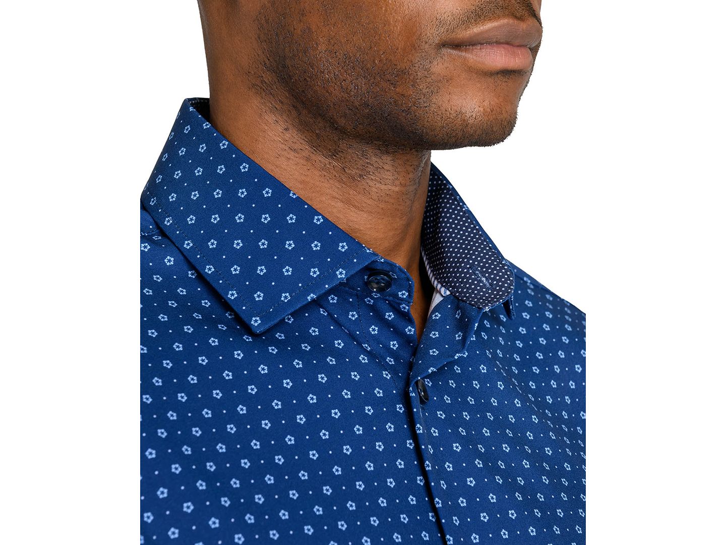 Мужская рубашка ConStruct Slim-Fit 4-Way Stretch Floral-Print Dress Shirt, цвет: Тёмно-синий с принтом — фото 6