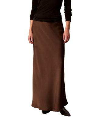 Petite Pull-On Bias Flared Maxi Skirt