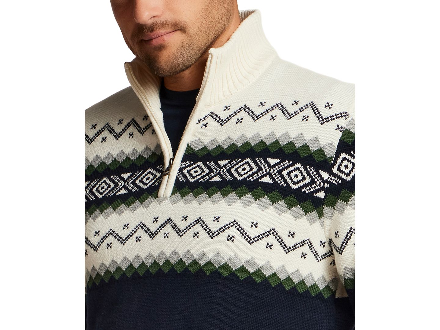 Мужской свитер Weatherproof Vintage Nordic Yoke Quarter-Zip Mock Neck, цвет: Тёмный тёмно-синий — фото 4