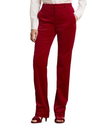 Women's Stretch Velvet High-Rise Straight-Leg Pants
