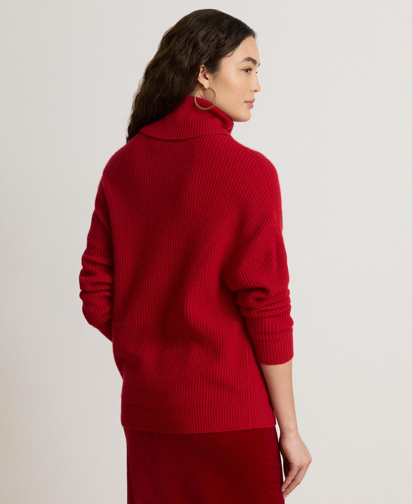 Женский свитер Lauren Ralph Lauren Rib-Knit Wool-Cashmere Blend Relaxed-Fit Turtleneck, цвет: Красный — фото 5