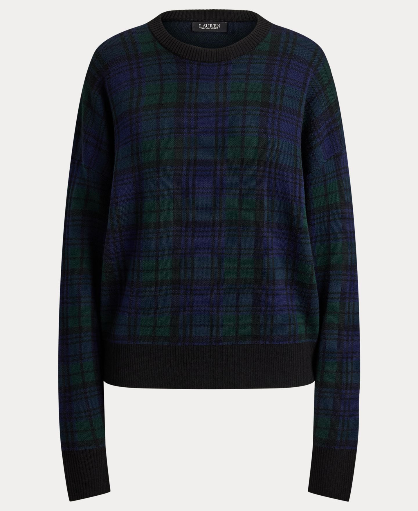 Женские часы Lauren Ralph Lauren Black Watch Plaid Wool Crewneck Sweater, цвет: Чёрный разноцветный — фото 6