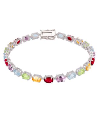 Multi-Gemstone (11.55 ct. t.w.) Bracelet in Sterling Silver