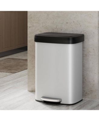 13 Gal Step-on Kitchen Stainless Steel Trash Can, Trash Bin with Soft-Close Lid
