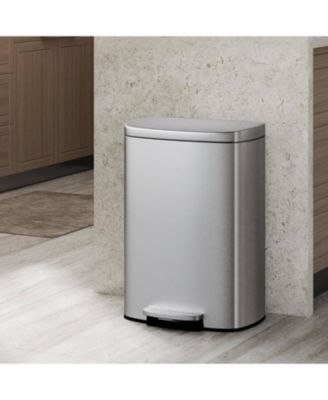 13 Gal Stainless Steel Step-On Garbage Bin, Kitchen Trash Can for Kitchen