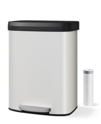 16 Gal Step-on Kitchen Stainless Steel Trash Can, Trash Bin with Soft-Close Lid
