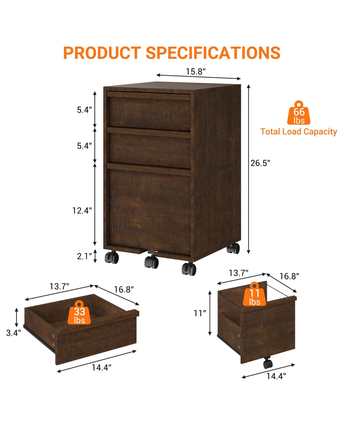 gaomon Rolling File Cabinet