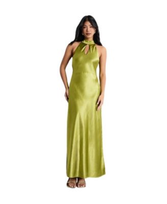 Women's Satin Cowl-Neck Maxi Dress